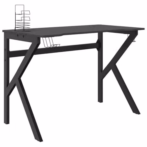 vidaXL Gaming Desk with K Shape Legs, Black, W/D/H: 110 x 60 x 75 cm – 1