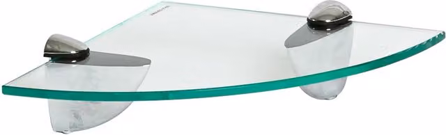 Harbour Housewares Modern Wall Mounted Glass Corner Shelf in Silver and Transparent, 20 cm