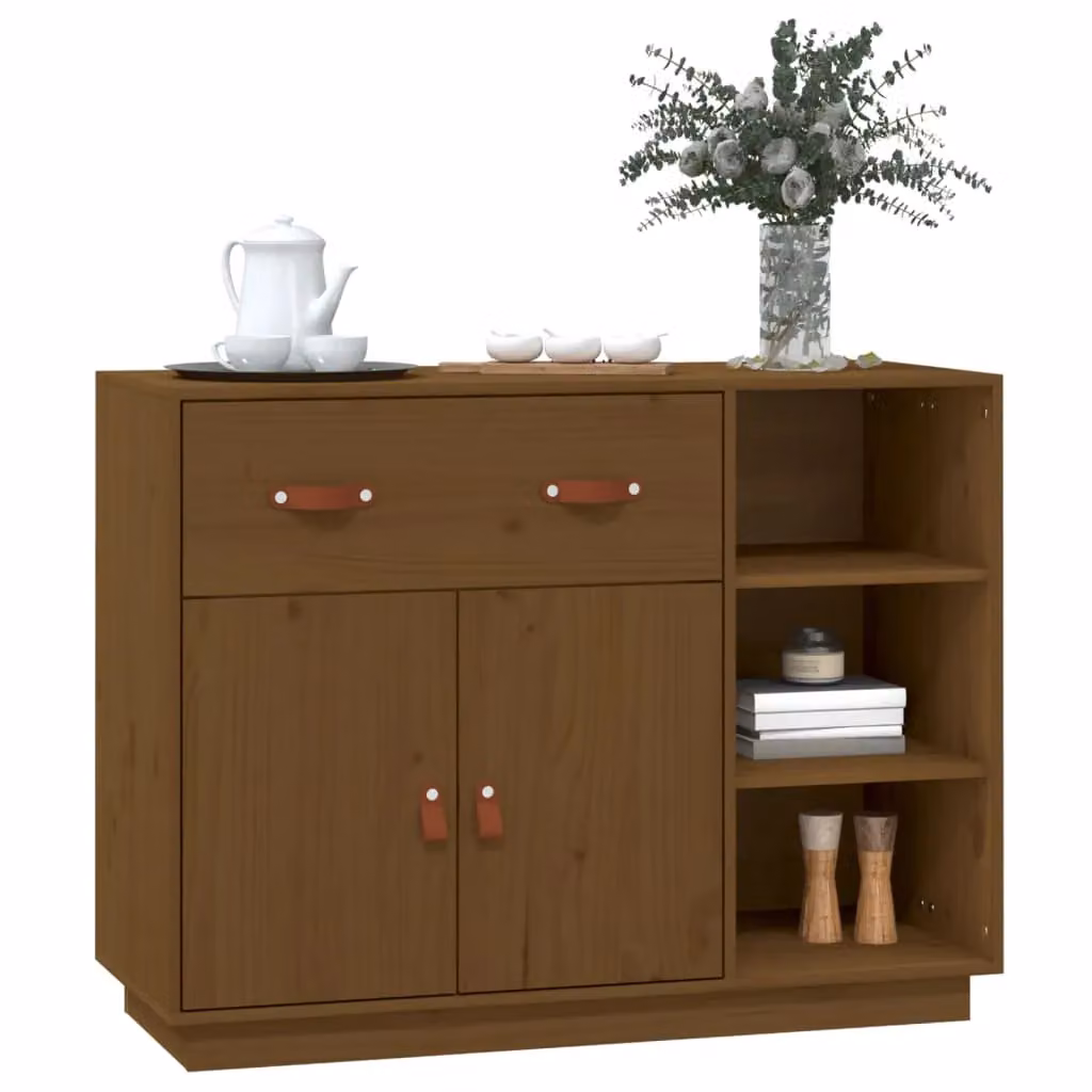 Berkfield Home Rustic Solid Wood Pine Sideboard in Honey Brown, W/D/H: 98.5 x 40 x 75 cm – 3