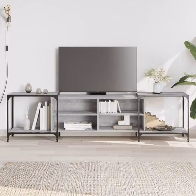 Berkfield Home Grey Sonoma TV Cabinet W: 203 cm, D: 37 cm, H: 50 cm