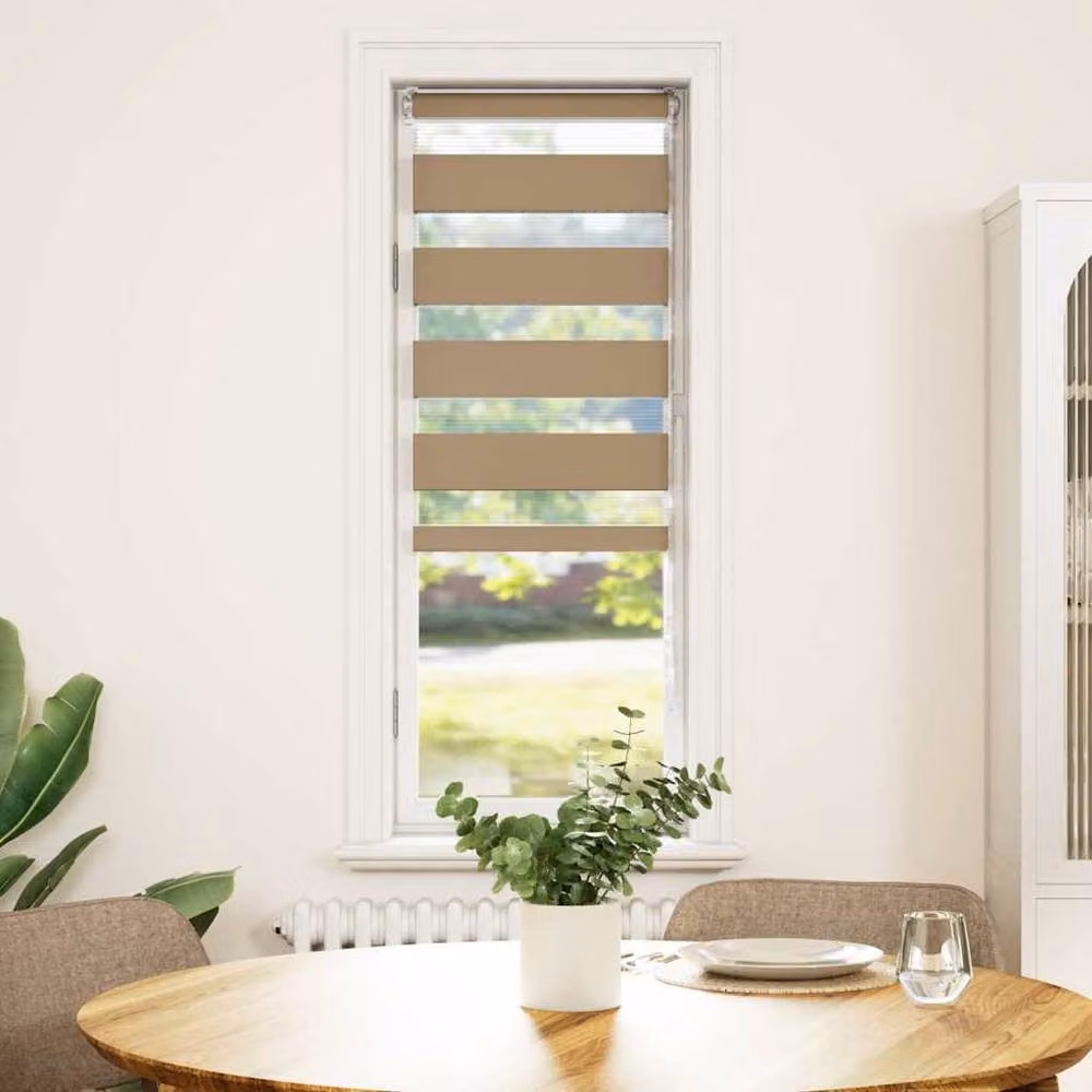 Berkfield Home Zebra Day and Night Blind in Sand Brown Polyester, W: 50 cm, H: 150 cm – 2