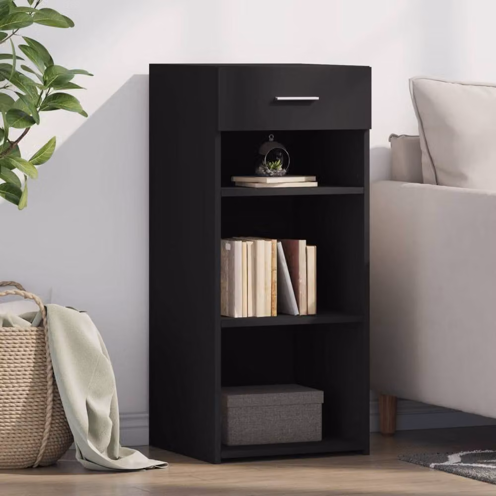 Berkfield Home Black Matt MDF Sideboard W: 40 cm, D: 42.5 cm, H: 93 cm – 2