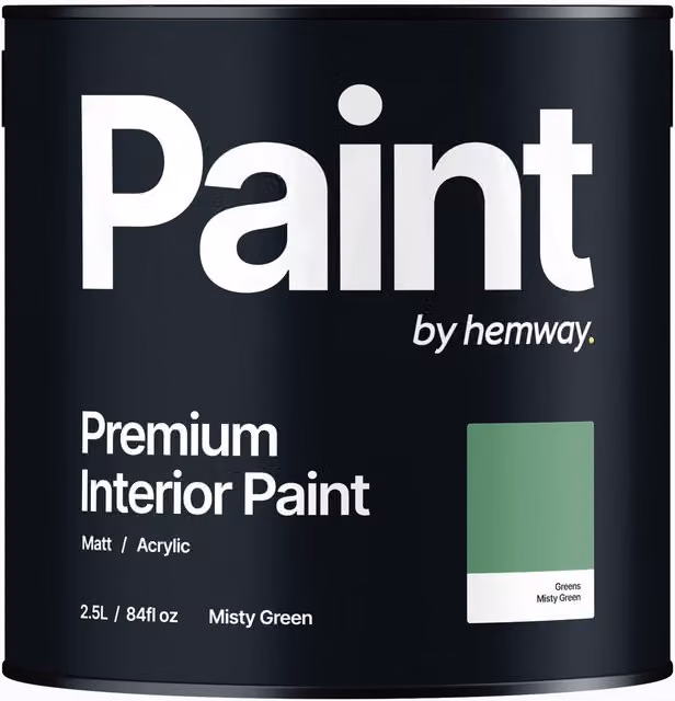 Hemway Matt Acrylic Interior Paint in Misty Green, 2.5L