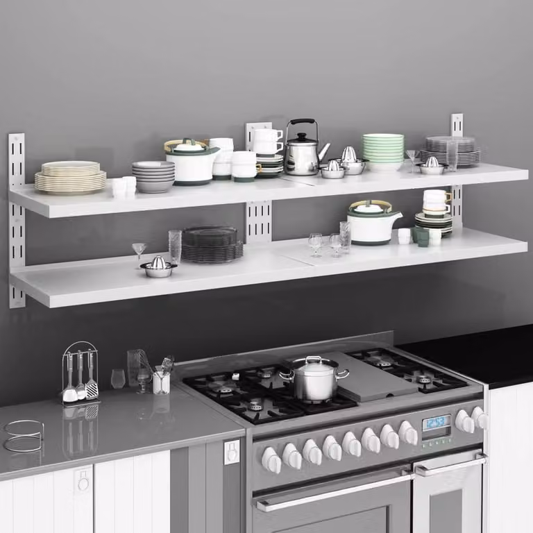 Berkfield Home 2-Tier Floating Wall Shelves, Set of 2, Grey Matt Stainless Steel