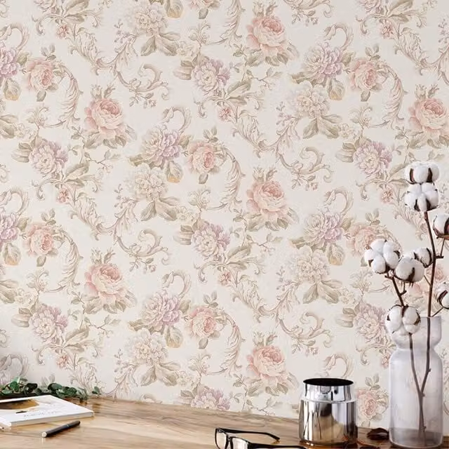 Wallquest Seabrook Delicate Floral Botanical Wallpaper in White, Silver and Multicolour