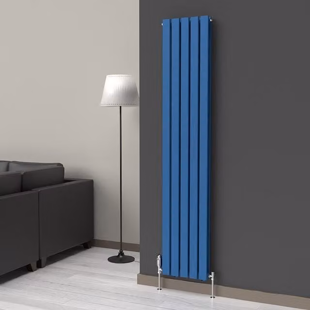 Lux Heat Flat Coloured Vertical Radiator in Galaxy Blue, H 180 cm x W 35 cm