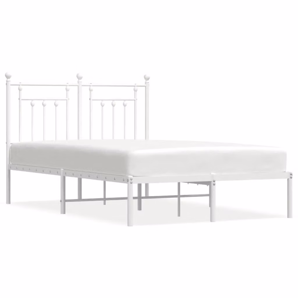 Berkfield Home Metal Bed Frame with Headboard in White, W/D/H: 120 x 190 cm – 2