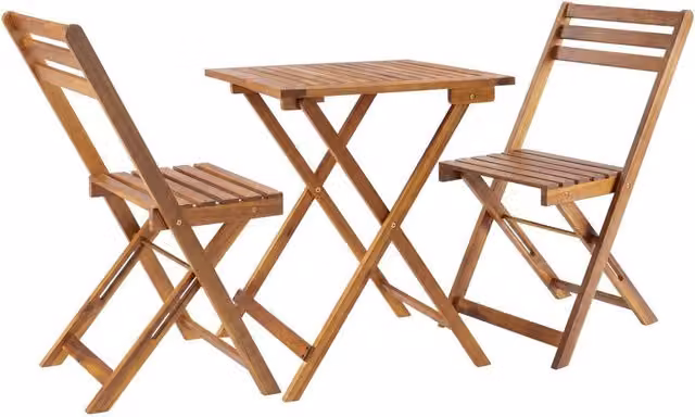 tectake Sóller Foldable Bistro Set for 2 People in Brown Oiled Acacia Wood and Glass