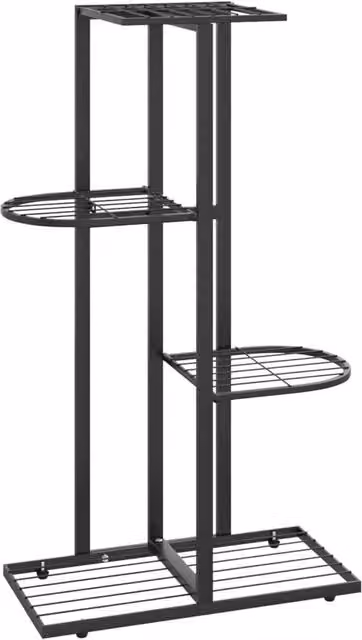 Berkfield Home 4-Floor Metal Flower Stand, Black, W/D/H: 43 x 22 x 76 cm – 1