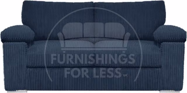 Furnishings For Less UK Delta 2 Seater Fabric Sofa in Blue with Padded Jumbo Cord Arms