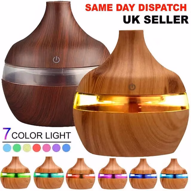 NESTLUNE Ultrasonic LED Aroma Diffuser and Humidifier in Brown