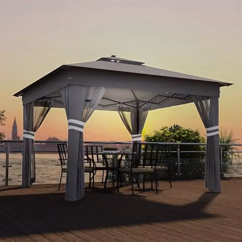 Outsunny Grey Pop Up Gazebo with Metal Frame, W: 336 cm, D: 336 cm, H: 270 cm – 2