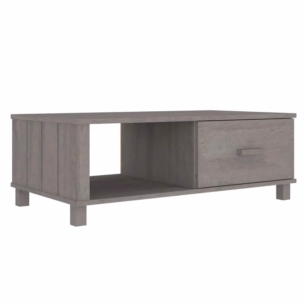 Berkfield Home HAMAR Coffee Table in Light Grey Solid Pine Wood, W: 100 cm, D: 55 cm, H: 35 cm – 2