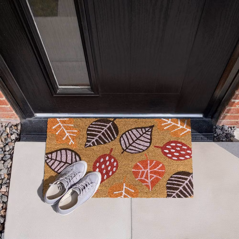 JVL Coir Doormat with PVC Backing, Scattered Autumn Leaves Design, Multicolour, W: 40 cm, D: 60 cm – 5
