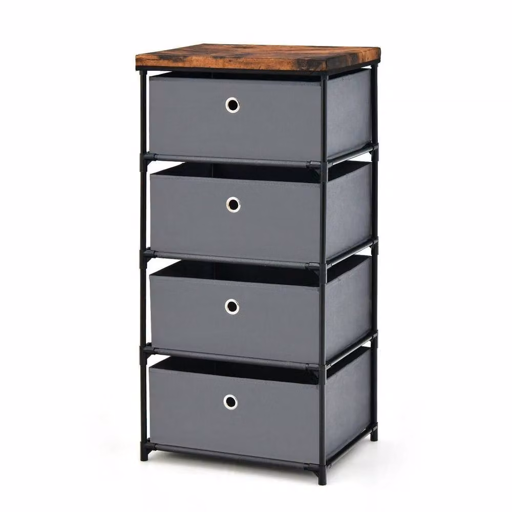 EONLION 4 Drawer Fabric and Metal Storage Dresser in Grey, Width: 50 cm – 3