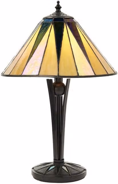 Loops Small Tiffany Glass Table Lamp with Black Finish and Multicolour Glass Design – 1