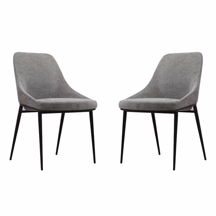 Tommy Franks Scandinavian Fabric Dining Chair in Grey and Black with Metal Legs