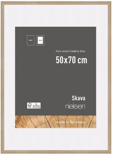 Nielsen Design Skava Rectangular Wooden Picture Frame with Glass Front in White or Brown, W/H: 50 x 70 cm