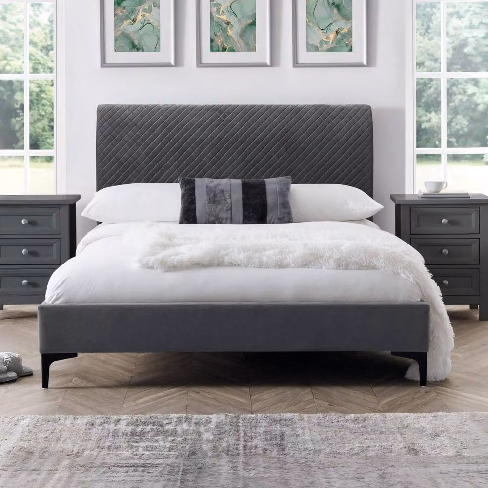 Cheshire Premium Cove Upholstered Bed in Grey, King Size (150 x 200 cm) – 3