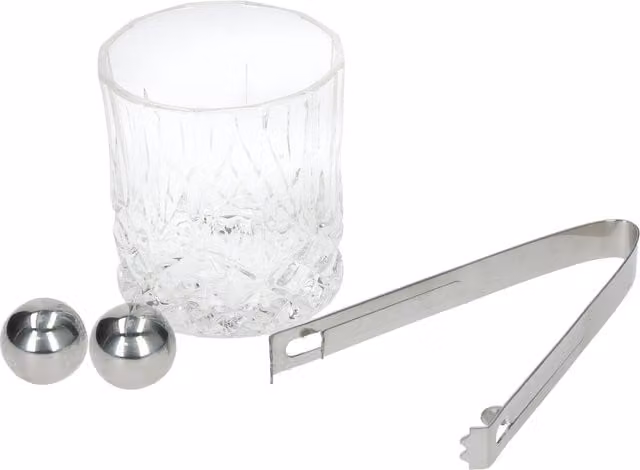 BarCraft Yellow Geometric Whiskey Tumbler and Stainless Steel Stone Set in Gift Box