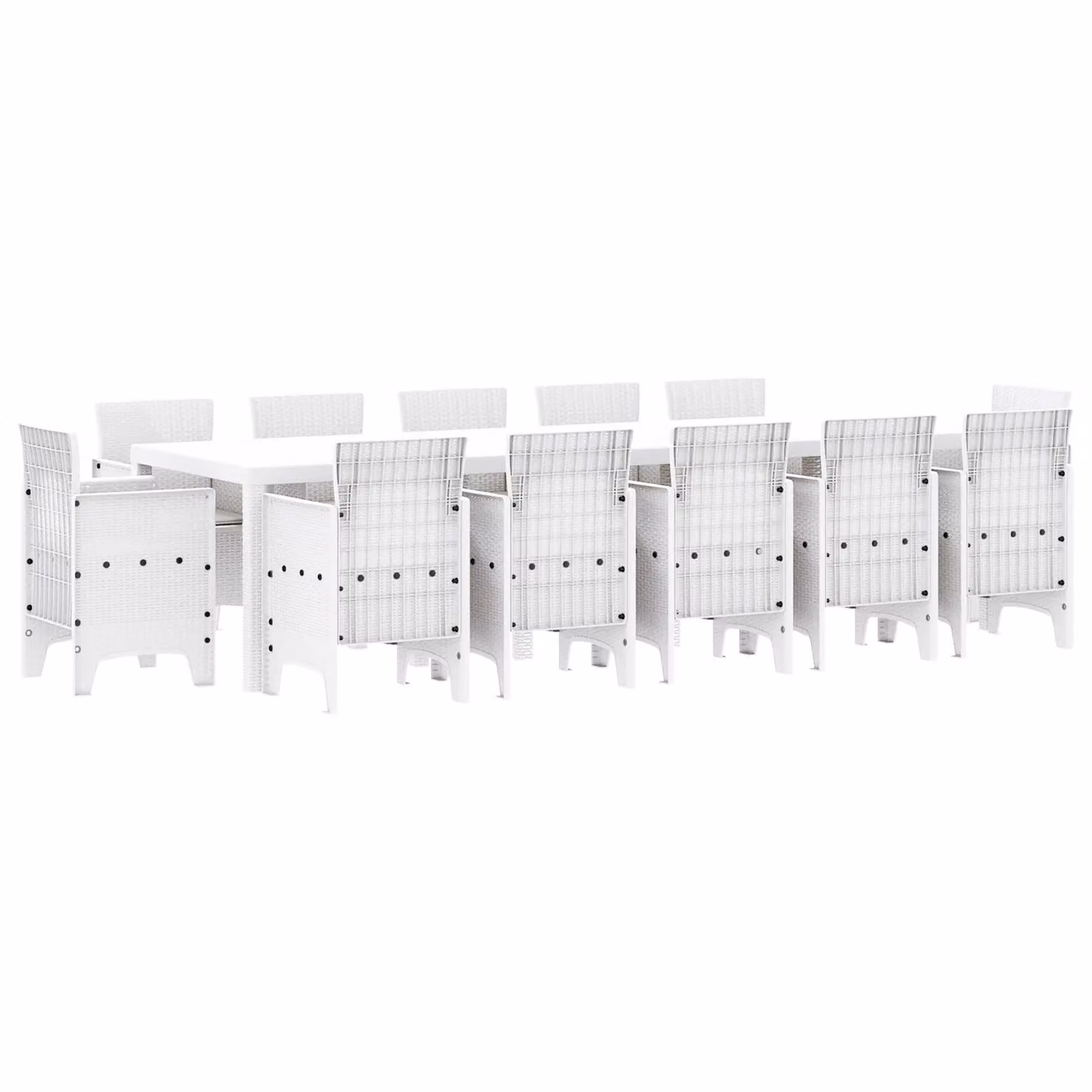 Berkfield Home 13 Piece Modern White Poly Rattan Garden Dining Set with Cushions – 2