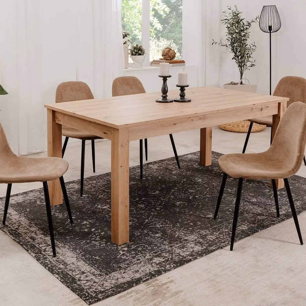 CALICOSY Bergen Extendable Rectangular Dining Table in Light Oak – 2
