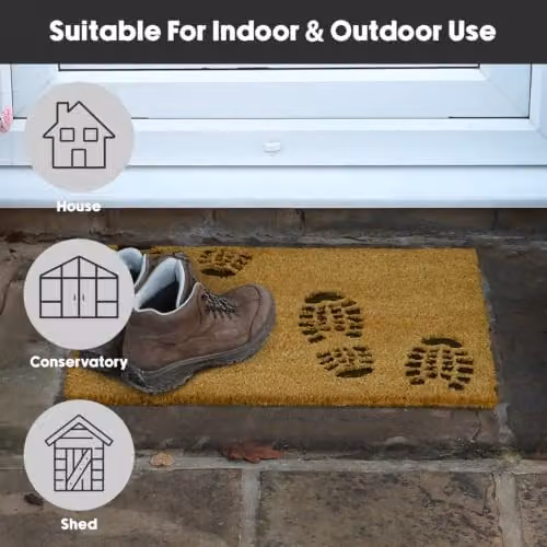 JVL Coir Doormat with Rubber PVC Backing, Graphic Design, Brown/Beige, W: 40 cm, D: 60 cm – 9
