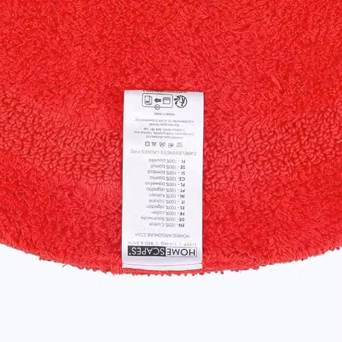 Homescapes Luxury Round Cotton Bath Mat, Red, Diameter: 80 cm – 2