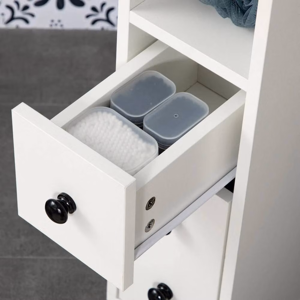 NESTLUNE White Matt Bathroom Storage Unit with Drawers – 3