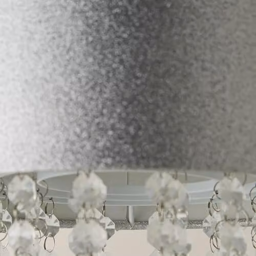 MiniSun Modern Silver Glitter Ceiling Light Shade with Transparent Acrylic Droplets and 10W Warm White LED Bulb, Shade Width: 28 cm – 3