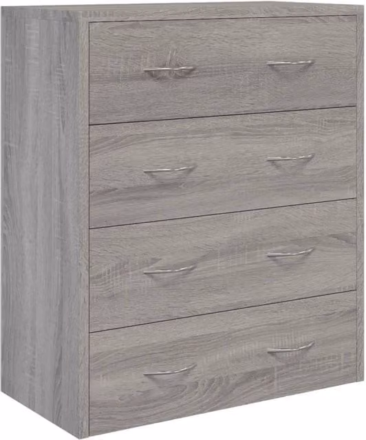 Berkfield Home Sideboard with 4 Drawers, Grey Sonoma, W/D/H: 60 x 30.5 x 71 cm – 1