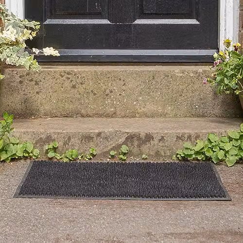 Nicola Spring Heavy Duty Rubber Door Mat, Black, W: 60 cm, D: 40 cm, H: 1 cm – 2