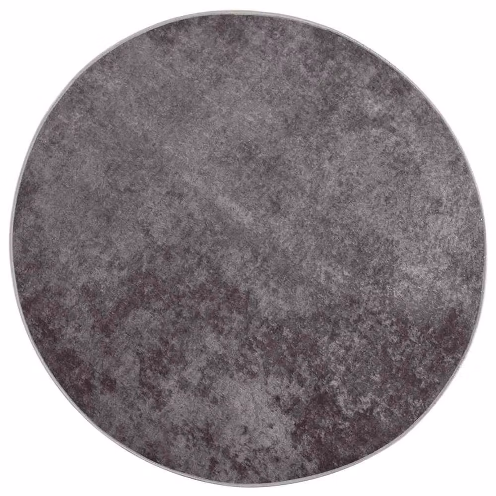 Berkfield Home Washable Round Anti Slip Rug in Grey, Diameter: 100 cm – 1
