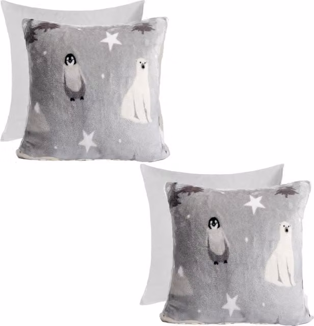 OHS Pack of 2 Grey Flannel Filled Square Cushions