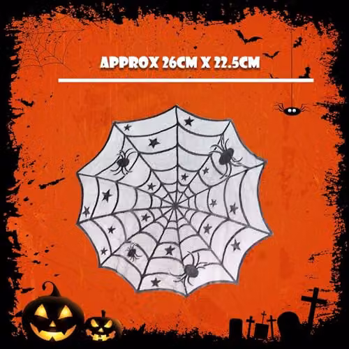 VFM e-Store Halloween Spiders Web Trick or Treat Tablecloth, White, 100 cm – 3