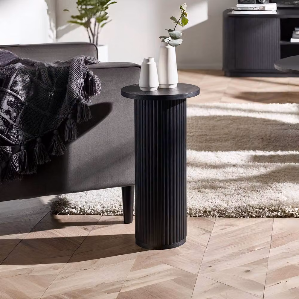 Cheshire Lauriston Fluted Round Drinks Table in Black Ash – 3