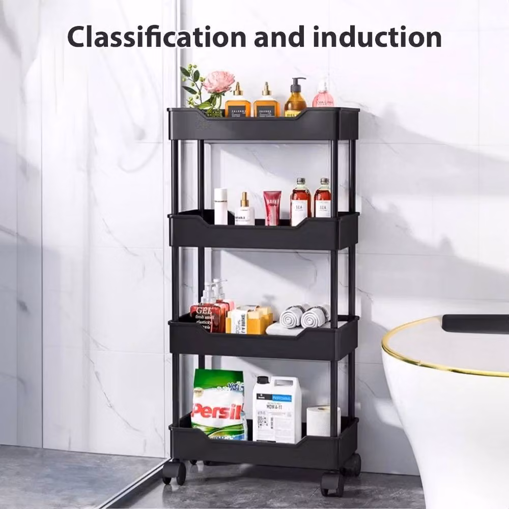 Kelvenix 4 Tier Kitchen Storage Trolley on Wheels in Black – 2