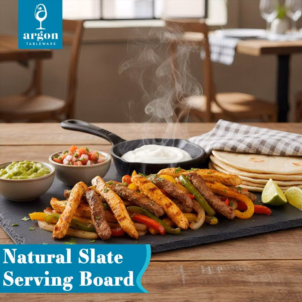 Argon Tableware Natural Slate Serving Board in Grey or Black, W: 32 cm, D: 26 cm – 3