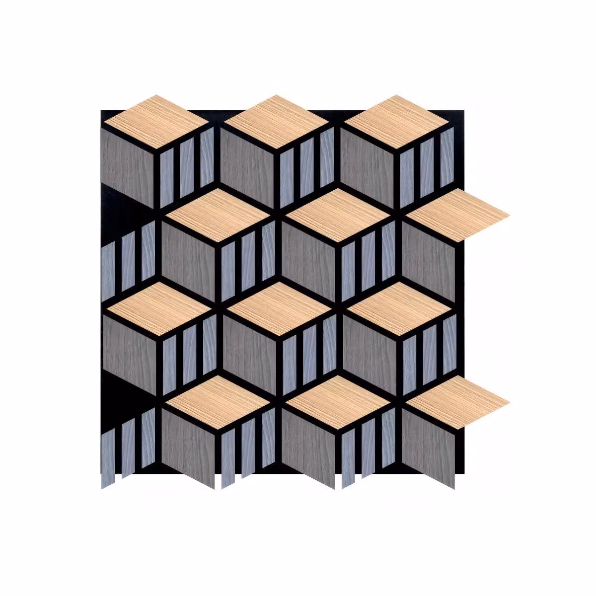 ENER-J Britwall HexaCube Acoustic MDF Wall Panels, Dark Grey, Pack of 4, W: 68.5 cm, H: 74 cm – 2