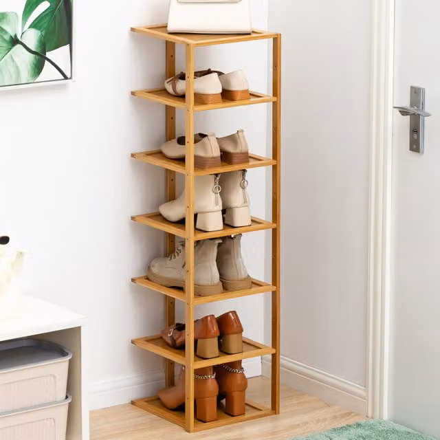 Livingandhome 7-Tier Bamboo Shoe Rack in Brown