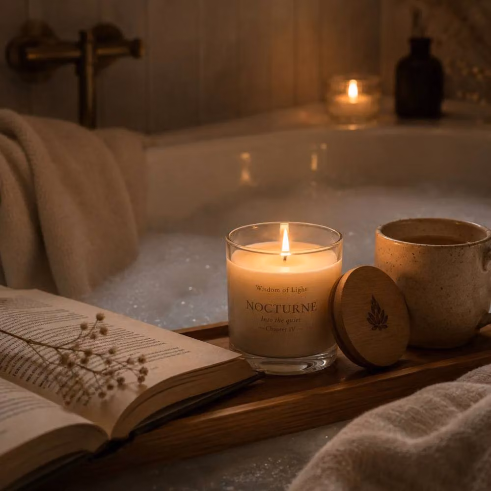 Wisdom of Light Chapter IV: Nocturne in White Coconut Wax Votive Candle in a Round Glass Container – 2