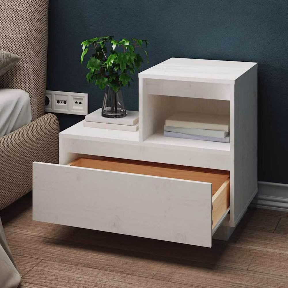 Berkfield Home Set of 2 White Solid Wood Pine Bedside Cabinets, W/D/H: 60 x 34 x 51 cm – 4