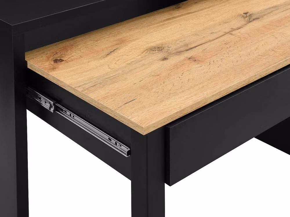 LOAVIA Extendable Console Desk with 2 Drawers in Black and Natural, W/D/H: 100 x 40 x 75 cm – 5