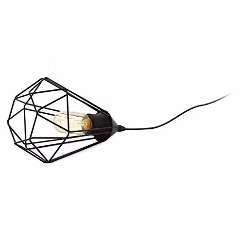 Loops Modern Metal Mini Table Lamp in Black with E27 Bulb, H: 26.5 cm, W: 17.5 cm, D: 17.5 cm