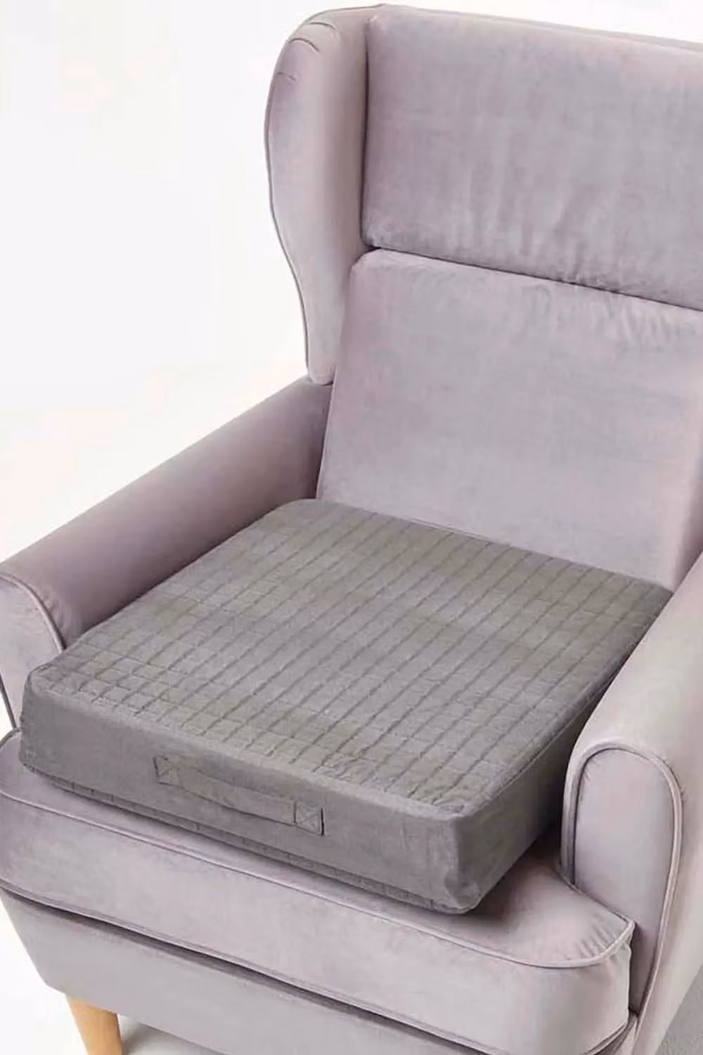 Homescapes Grey Quilted Polyester Armchair Booster Cushion Cover, W/D/H: 50 x 50 x 1 cm – 2
