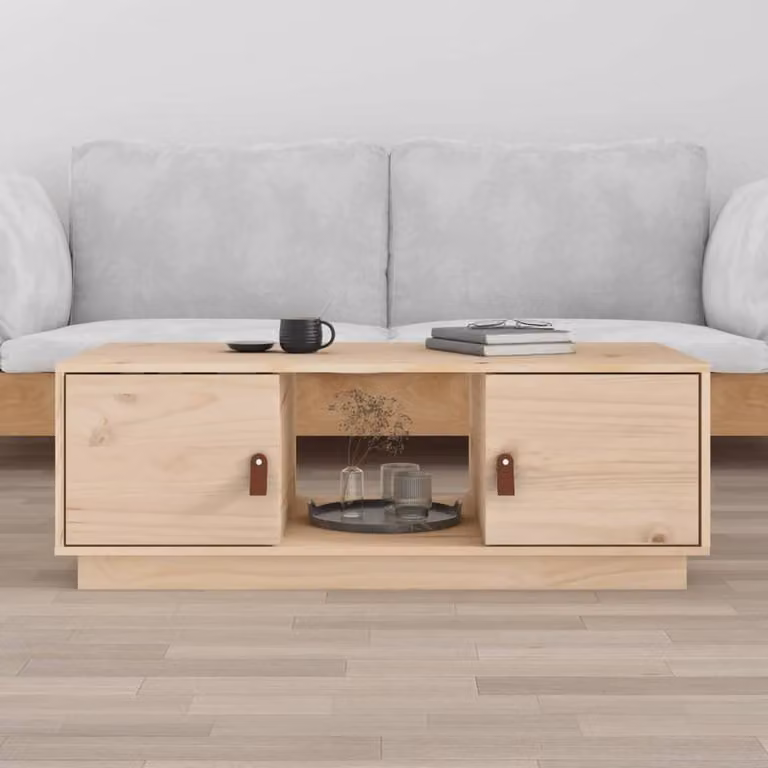 Berkfield Home Beautiful Coffee Table in Light Sand Solid Pine Wood W/D/H: 100 x 50 x 35 cm