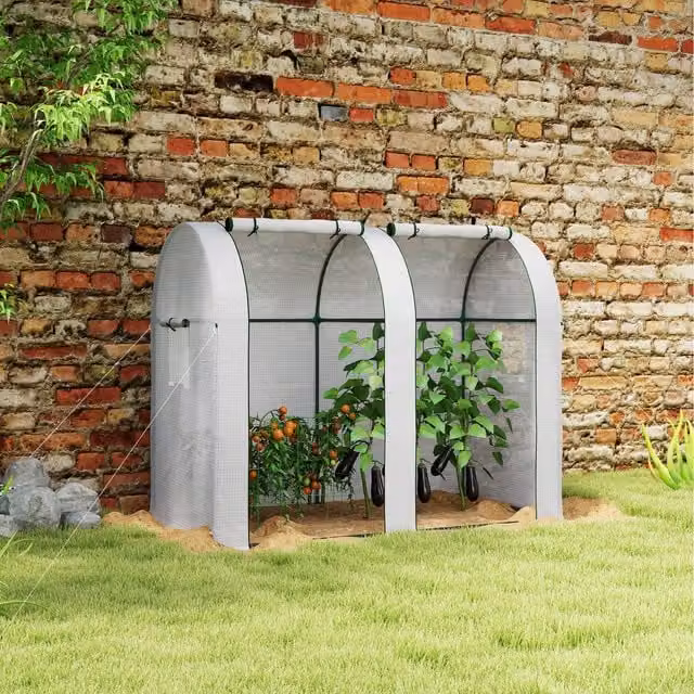 Outsunny Portable White Tomato Greenhouse with Curved Roller Design, Height: 185 cm