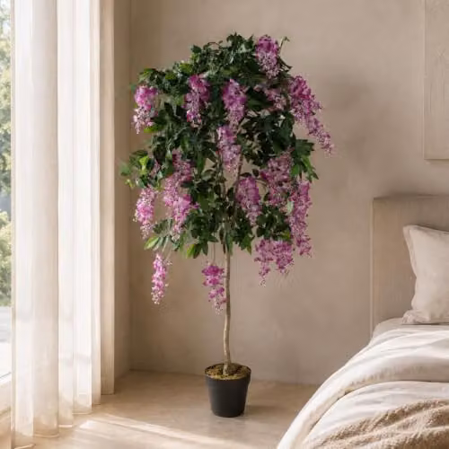 Botanik Luxury Pink and Black Freestanding Artificial Flowering Tree – 2