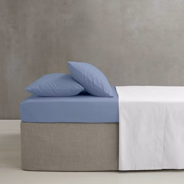 Catherine Lansfield Easy Iron Percale Cotton Extra Deep Fitted Sheet, Blue, W/D/H: 200 x 200 x 35 cm