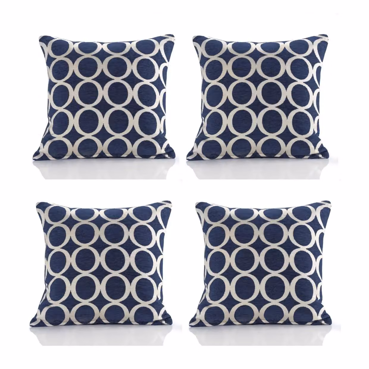 Luxor Living Set of 4 Blue Chenille Square Cushions, W x D: 45 x 45 cm – 2